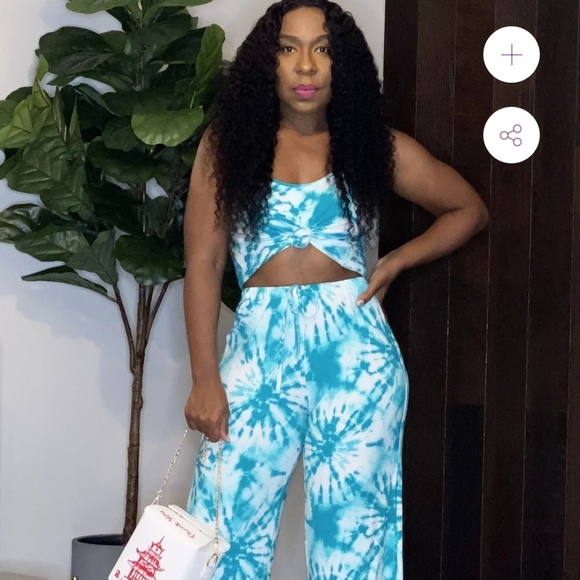 Tie dye top and wide leg pants set - Picture 2 of 4